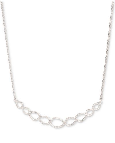 Givenchy Silver-tone Crystal Open Frontal Necklace - White