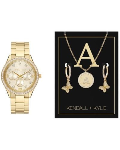 Kendall + Kylie Kendall + Kylie Analog Gold-tone Metal Alloy Bracelet Watch 38mm Gift Set - Black