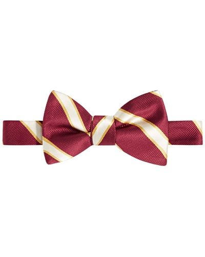 Tayion Collection Crimson & Cream Stripe Bow Tie - Red