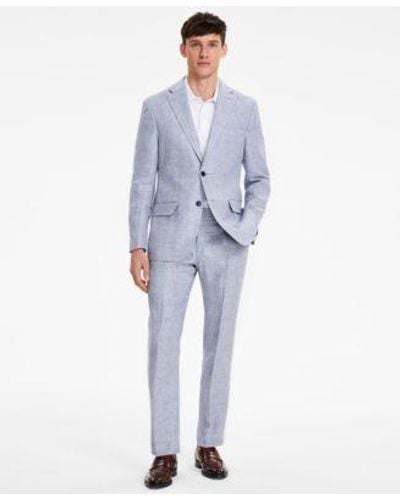 Tommy Hilfiger Modern Fit Blue Plaid Linen Suit Separates