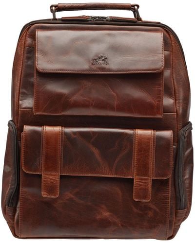 Mancini Rfid Secure Pocket For 15.6" Laptop Bag - Brown