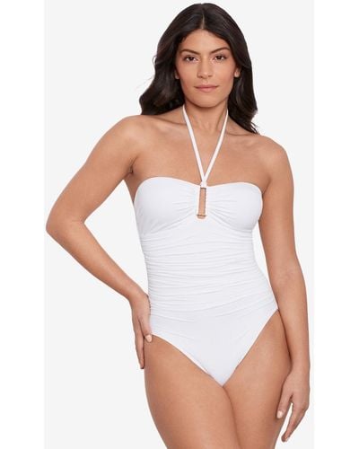 Lauren by Ralph Lauren Ring Bandeau One-pice Swimsuit - White