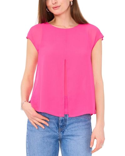 Vince Camuto Cap-sleeve Overlay Top - Pink