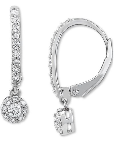 Forever Grown Diamonds Lab-created Diamond Cluster Dangle Hoop Earrings (1/2 Ct. T.w. - White