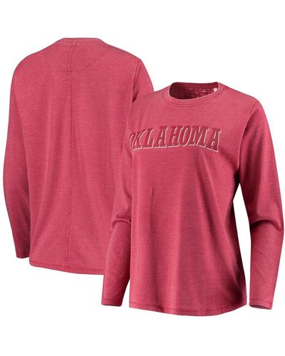 Pressbox Oklahoma Sooners Tonal Block Vintage Wash Long Sleeve T-shirt - Pink