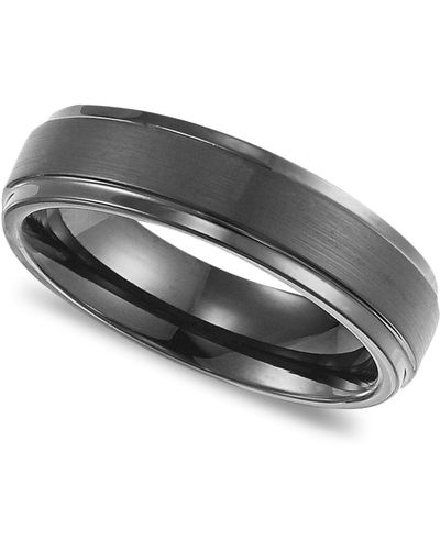 Triton Men's Black Tungsten Carbide Ring, Comfort Fit Wedding Band (6mm) - Gray
