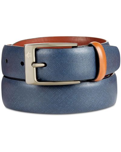 Original Penguin Men's Sun Tanned Leather Belt - Blue