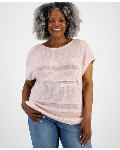 Style & Co. Plus Size Dolman-sleeve Metallic Sweater - Multicolor