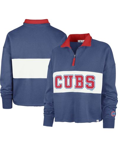 '47 Chicago Cubs Remi Quarter-zip Cropped Top - Blue
