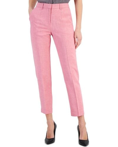 T Tahari Slim-fit Side-pocket Ankle Pants - Pink