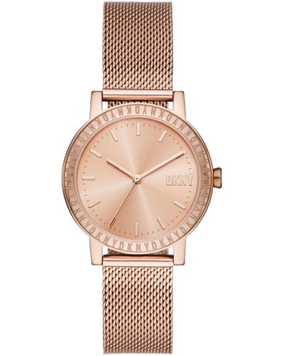 DKNY Soho D Three-hand Stainless Steel Watch 34mm - Pink