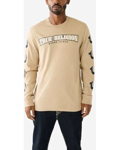 True Religion Long Sleeves Repeated Horseshoe T-shirt - Natural