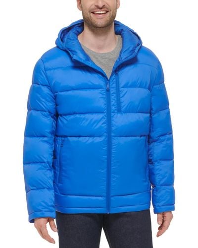 Cole Haan Lightweight Hooded Puffer Jacket - Blue