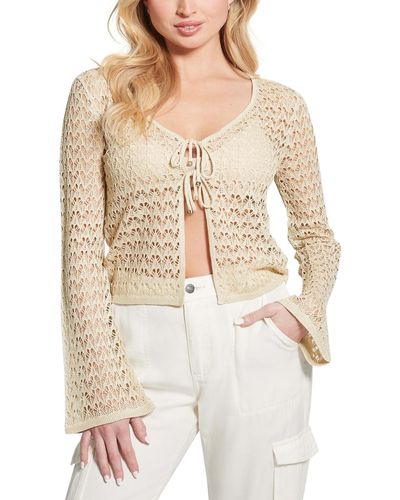 Guess Clarissa Tie-front Cardigan Sweater - Natural