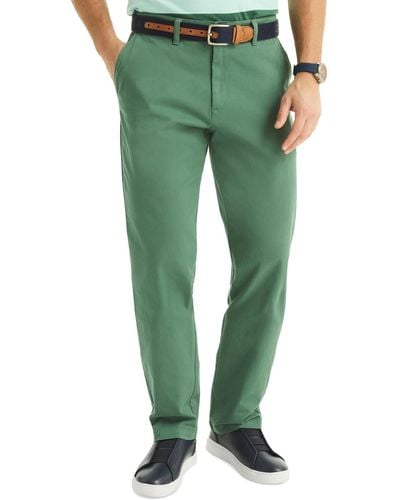 Nautica Classic-fit Stretch Solid Flat-front Chino Deck Pants - Green