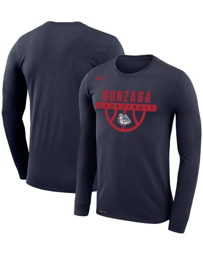 Nike Gonzaga Bulldogs Basketball Drop Legend Long Sleeve Performance T-shirt - Blue