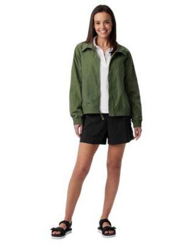 Columbia Time Is Right Windbreaker Trek Collared Long Sleeve Top Sandy River Water Repellent Shorts - Green