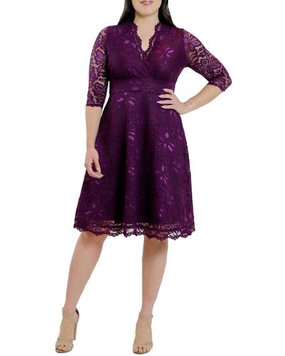 Kiyonna Mademoiselle Lace Cocktail Dress - Purple