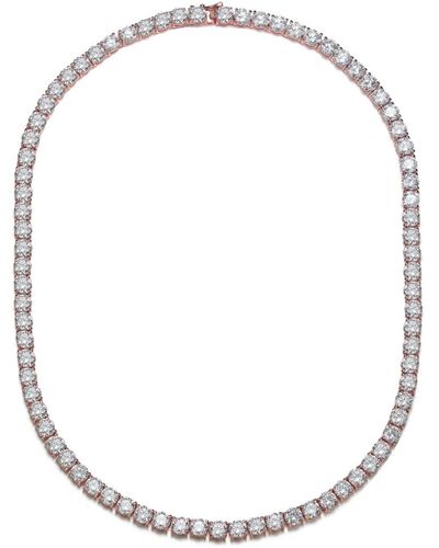 Rachel Glauber Classic Clear Round Cubic Zirconia Tennis Necklace - White
