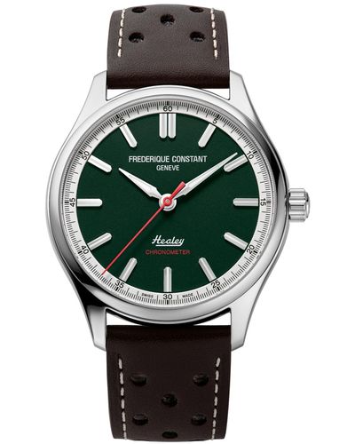 Frederique Constant Swiss Automatic Vintage Rally Healy Cosc Brown Leather Strap Watch 40mm - Gray