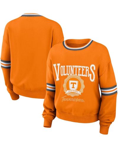 WEAR by Erin Andrews Distressed Tennessee Volunteers Vintage-like Pullover Sweatshirt - Orange