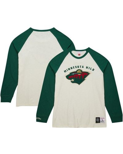 Mitchell & Ness Minnesota Wild Legendary Slub Vintage-like Raglan Long Sleeve T-shirt - Green