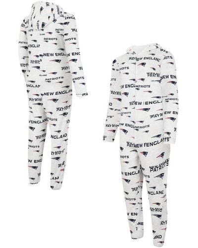 Concepts Sport New England Patriots Allover Print Docket Union Full-zip Hooded Pajama Suit - White