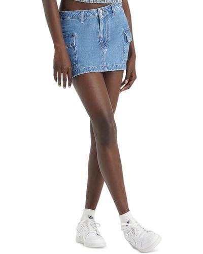Levi's Cotton Cargo-pocket Mid-rise Mini Skirt - Blue