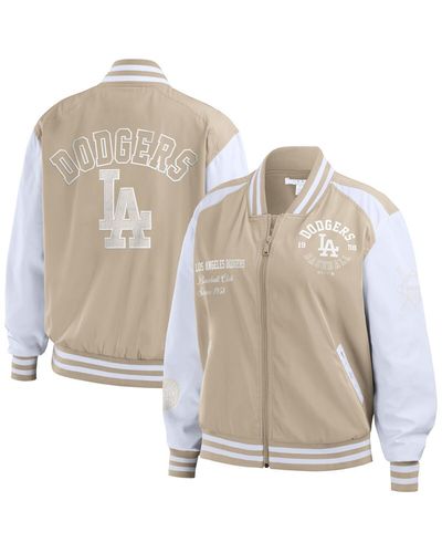 WEAR by Erin Andrews Los Angeles Dodgers Tonal Full-zip Bomber Jacket - Natural