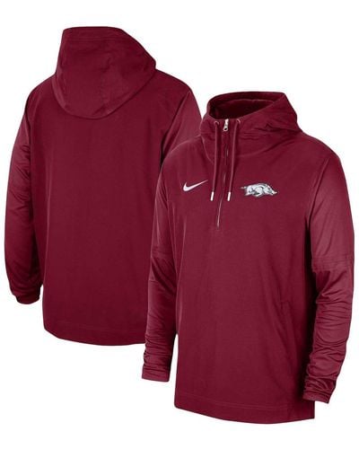 Nike Arkansas Razorbacks 2023 Coach Half-zip Hooded Jacket - Red