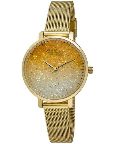 Bob Mackie Alloy Bracelet Glitter Dial Mesh Watch - Metallic