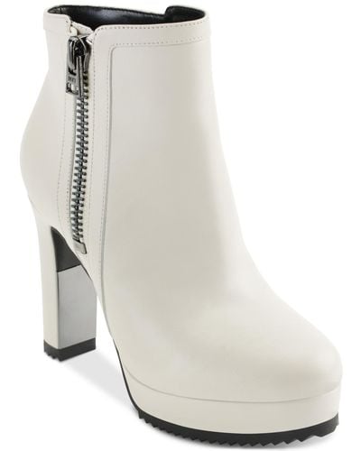 DKNY Liana Zipper Platform Ankle Booties - White