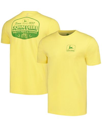 Top Of The World And Distressed John Deere Classic Label T-shirt - Yellow