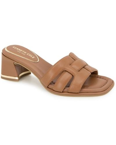 Kenneth Cole Harper Woven Strap Slip-on Block Heel Sandals - Brown