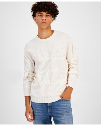 Sun & Stone Sun + Stone Cable-knit Crewneck Sweater - White