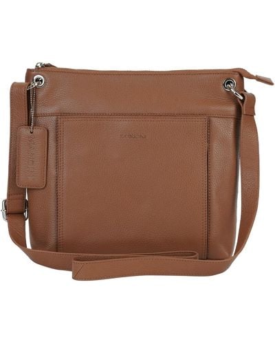 Mancini Pebble Trish Leather Crossbody Handbag - Brown