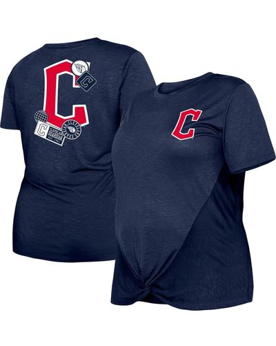 KTZ Cleveland Guardians Plus Size Two-hit Front Knot T-shirt - Blue