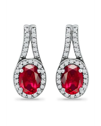 Giani Bernini Created Ruby And Cubic Zirconia Halo Earrings - Red