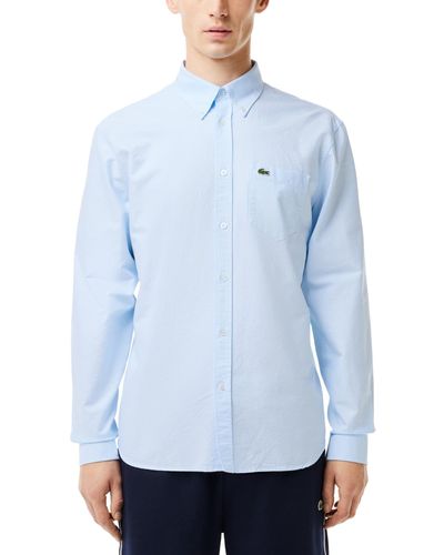Lacoste Woven Long Sleeve Button-down Oxford Shirt - Blue