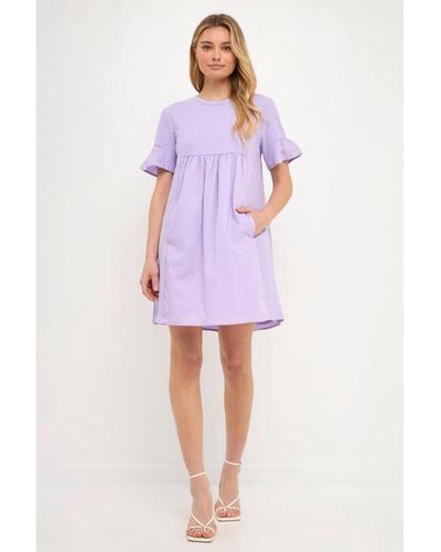 English Factory Solid Mini Dress - Purple