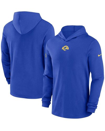 Nike Los Angeles Rams Sideline Performance Long Sleeve Hoodie T-shirt - Blue