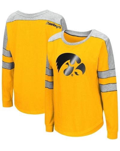 Colosseum Athletics Iowa Hawkeyes Trey Dolman Long Sleeve T-shirt - Yellow
