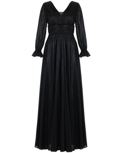 Nocturne V-neck Ruched Long Dress - Black