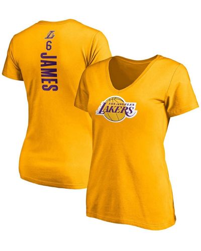 Fanatics Lebron James Los Angeles Lakers Logo Playmaker Name Number V-neck T-shirt - Yellow