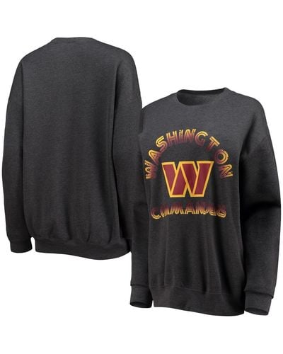 WEAR by Erin Andrews Washington Commanders Oversized Fleece Pullover Sweatshirt - Black