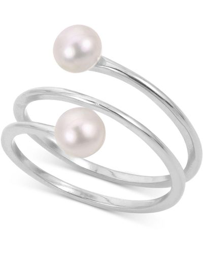 Macy's Cultured Freshwater Pearl (3-1/2 - 4mm) Coil Ring In Sterling Silver - Metallic