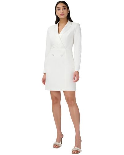 Adrianna Papell Tuxedo Cocktail Sheath Dress - White