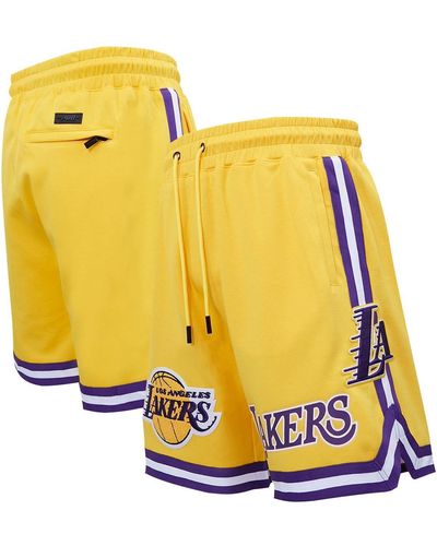 Pro Standard Los Angeles Lakers Chenille Shorts - Yellow