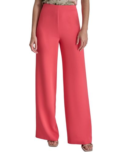 DKNY Mid-rise Side-zip Wide-leg Pants - Red