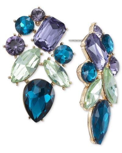 INC International Concepts Gold-tone Crystal Cluster Drop Earrings - Blue